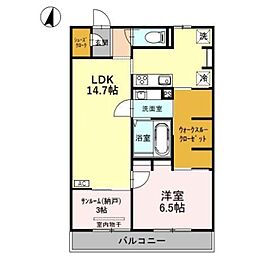スカイテラス1 1LDKの間取図画像
