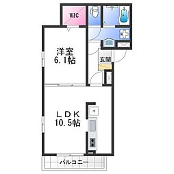アネラ 1階1LDKの間取り