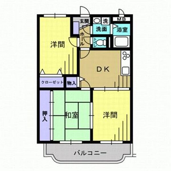 ロイヤルハイツ 102｜熊本県玉名市築地(賃貸マンション3DK・1階・56.85㎡)の写真 その2