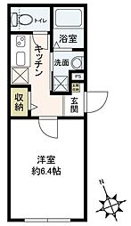 エスメラルダ大森 2階1Kの間取り