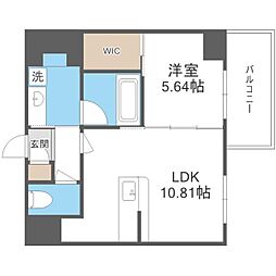 CREST西新 1LDKの間取図画像