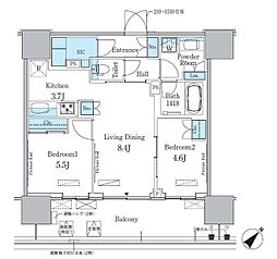 晴海フラッグ ポートヴィレッジ B棟 13階2LDKの間取り