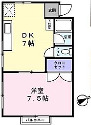 ロイヤルKハウス 1DKの間取図画像