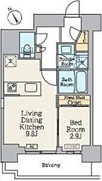 クレストコート門前仲町 2階1LDKの間取り