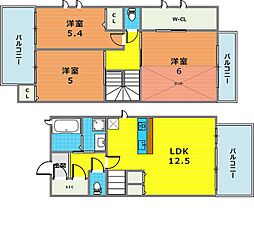 ヴィラージュ山手 1階3LDKの間取り