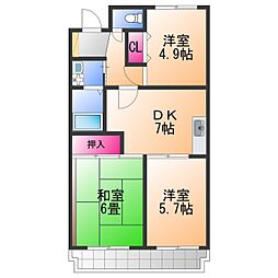ルナ・コート 3DKの間取図画像