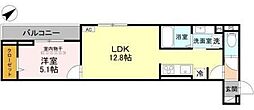 越谷市中町アパート 1LDKの間取図画像
