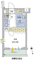 アジールコート品川中延 1Kの間取図画像