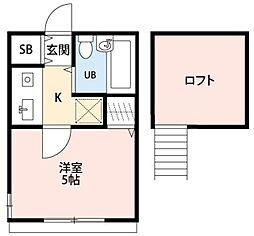 サンベール宿河原 1Kの間取図画像