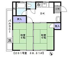 たちばなマンション 2DKの間取図画像