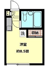 光明ハイツ 2階ワンルームの間取り