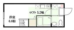 ハーミットクラブハウス三ッ沢南町A ワンルームの間取図画像