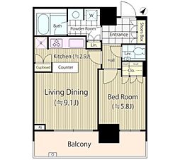 パークコート六本木ヒルトップ 1LDKの間取図画像