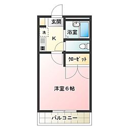 レオパレス三国ヶ丘弐番館 2階1Kの間取り