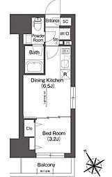 BluRock後楽園 1DKの間取図画像