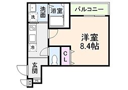 フジパレス喜連西 1Kの間取図画像