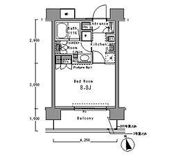 パークアクシス渋谷桜丘ウエスト 9階1Kの間取り