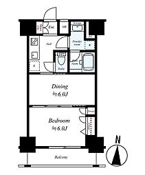 日神デュオステージ両国 10階1DKの間取り