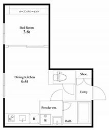 ブライトハウス阿佐ヶ谷 2階1DKの間取り