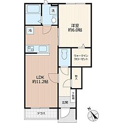 ヴィクトワール下高井戸 1階1LDKの間取り