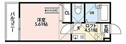 西武新宿線 航空公園駅 徒歩10分の賃貸アパート 2階1Kの間取り