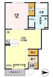 スマイルハイツ 1LDKの間取図画像
