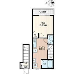 パステール・グランおゆみ野 2階1Kの間取り
