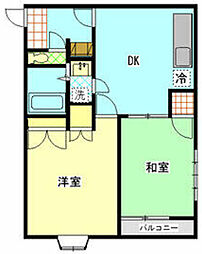 フラット87 2階2DKの間取り
