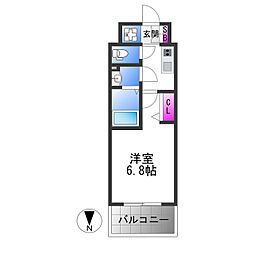 近鉄けいはんな線 長田駅 徒歩3分の賃貸マンション 9階1Kの間取り