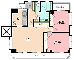 コア青葉 2LDKの間取図画像