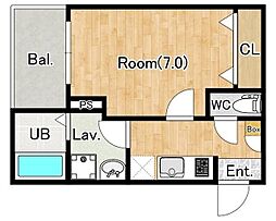 ジーメゾン青梅末広 1Kの間取図画像