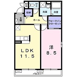 グレイス・シェーネ 2階1LDKの間取り