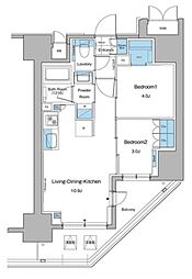 ルフォンプログレ秋葉原マークス 10階2LDKの間取り