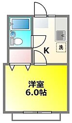 西武多摩川線 新小金井駅 徒歩14分の賃貸アパート 2階1Kの間取り