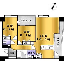 アンピールマンション天神東 2LDKの間取図画像