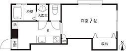 千光ハイツ 1Kの間取図画像
