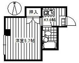 中島ビル 3階ワンルームの間取り