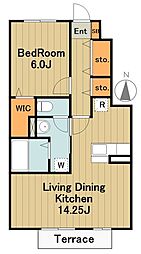 ソレーユ 1LDKの間取図画像
