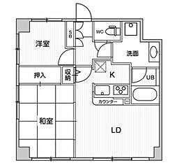 アエラス石川台 3階2LDKの間取り