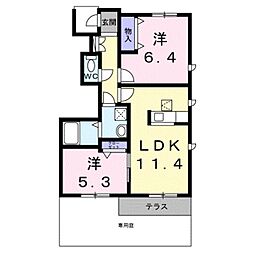 シャーメゾン西庄 2LDKの間取図画像