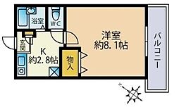 プリマベーラ松戸 2階1Kの間取り