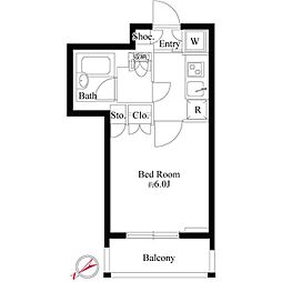 フォレシティ銀座イースト 4階1Kの間取り