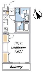 ウィンドテラス大久保III 2階1Kの間取り