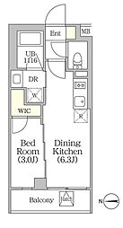 イプセ四谷テラス 4階1DKの間取り
