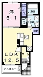 JR武蔵野線 船橋法典駅 徒歩18分の賃貸アパート 1階1LDKの間取り