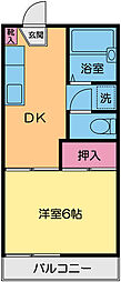ヴィラ川島A 1Kの間取図画像