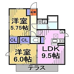 Residenz北園 2DKの間取図画像