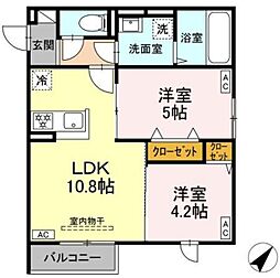 セレスティア南田中 2LDKの間取図画像