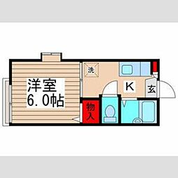 ピアヒルズ矢切 1階1Kの間取り