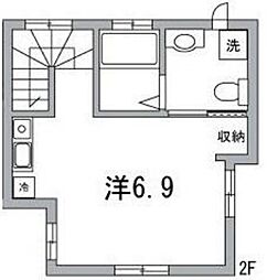 若宮ハウス 2階ワンルームの間取り